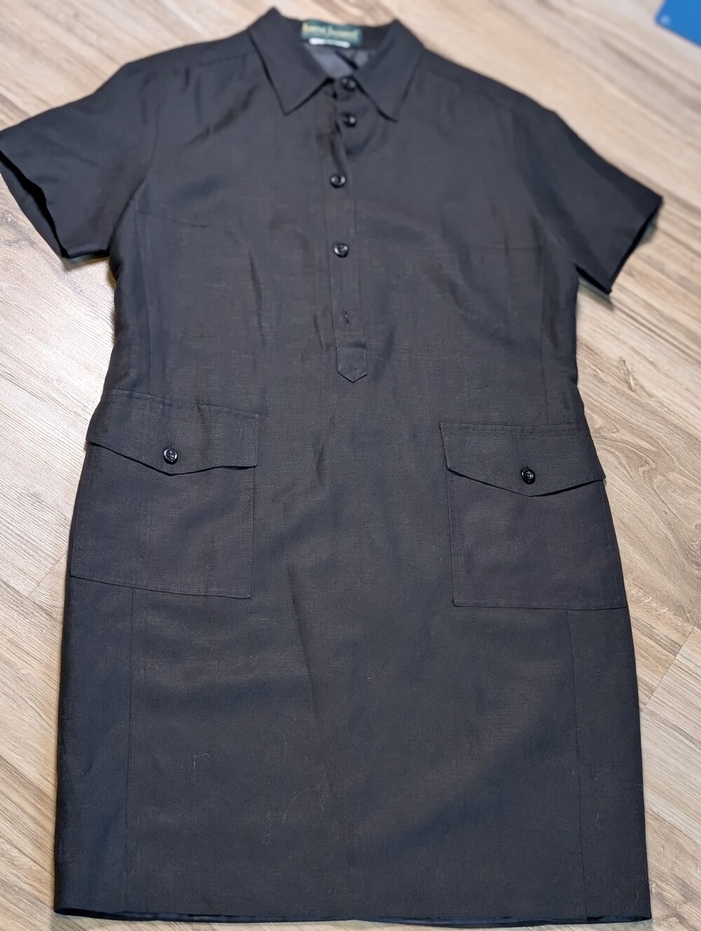 VTG Harve Benard Womens Black 100% Cotton Short Sleeve Button Shirt Dress